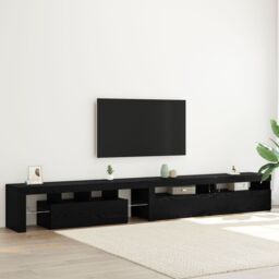 Berkfield Home TV Cabinets 3 pcs with LED Lights Black Oak Engineered Wood - thumbnail 1
