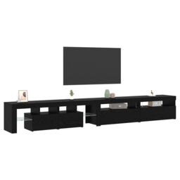 Berkfield Home TV Cabinets 3 pcs with LED Lights Black Oak Engineered Wood - thumbnail 3