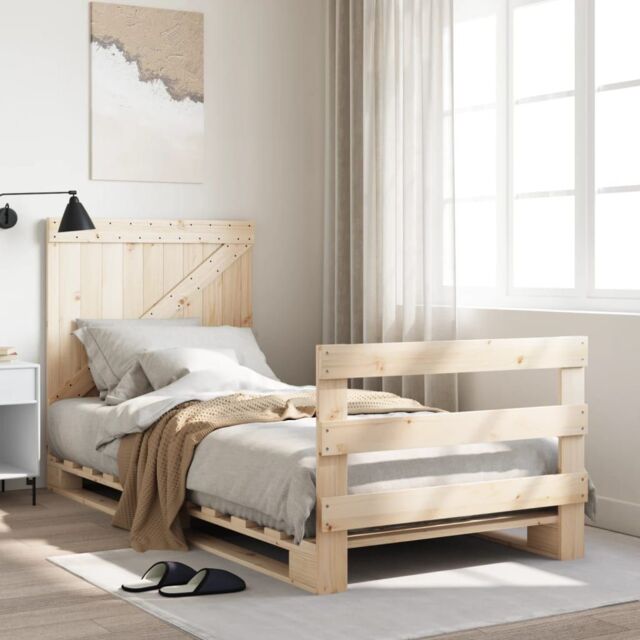 Berkfield Home Bed Frame without Mattress with Headboard 90x200 cm Solid Wood in Brown - image 1