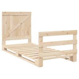 Berkfield Home Bed Frame without Mattress with Headboard 90x200 cm Solid Wood in Brown - thumbnail 3