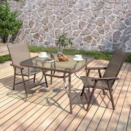 Living and Home Nabu 2 Seater Dining Bistro Set in Brown - thumbnail 2