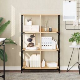 Berkfield Home Bookshelf Sonoma Oak 78.5x33x117.5 cm Engineered Wood in Brown - thumbnail 1