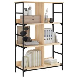 Berkfield Home Bookshelf Sonoma Oak 78.5x33x117.5 cm Engineered Wood in Brown - thumbnail 3