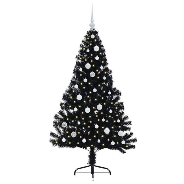 Berkfield Home Beautiful Artificial Pre-lit Christmas Tree Black 150 cm PVC - image 1