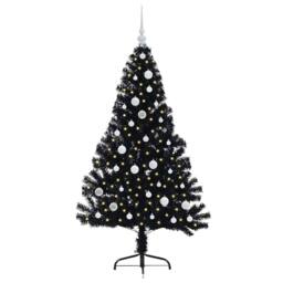 Berkfield Home Beautiful Artificial Pre-lit Christmas Tree Black 150 cm PVC - thumbnail 1