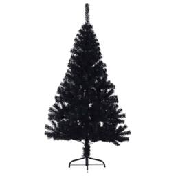 Berkfield Home Beautiful Artificial Pre-lit Christmas Tree Black 150 cm PVC - thumbnail 5