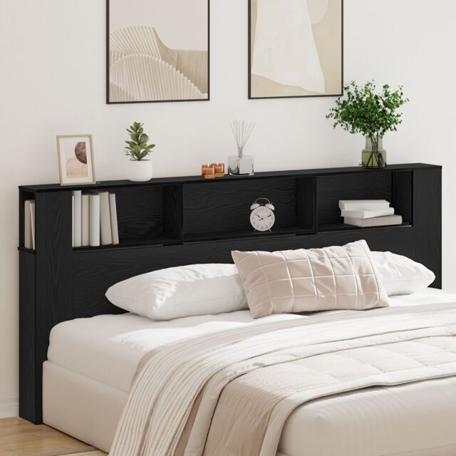 Berkfield Home Headboard Cabinet Black Oak 220x18, 5x104, 5 cm - image 1