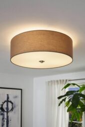 Eglo Pasteri Fabric 3-Light Ceiling Flush Light in Taupe - thumbnail 2