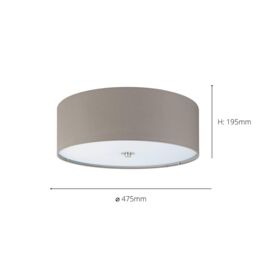 Eglo Pasteri Fabric 3-Light Ceiling Flush Light in Taupe - thumbnail 3