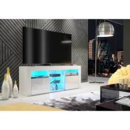 Mex Furniture LTD TV Unit Pulse 145cm - White with Gloss Doors & LED Lights - thumbnail 2