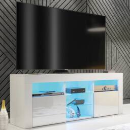 Mex Furniture LTD TV Unit Pulse 145cm - White with Gloss Doors & LED Lights - thumbnail 1