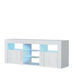 Mex Furniture LTD TV Unit Pulse 145cm - White with Gloss Doors & LED Lights - thumbnail 4