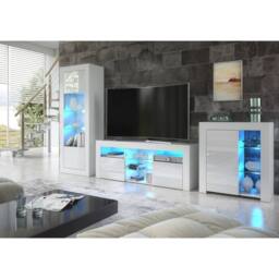 Mex Furniture LTD TV Unit Pulse 145cm - White with Gloss Doors & LED Lights - thumbnail 3