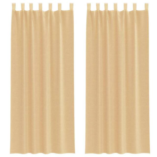 Berkfield Home Voile Curtains with Rod Pockets 2 pcs Sand in Light Sand - image 1