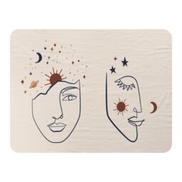 Benjamin Tate Design Celestial elements like stars, moon, sun & planets Designer Blanket in Natural - Size: 120 cm x 150 cm - thumbnail 1