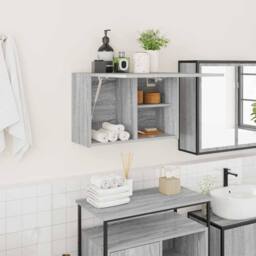 Berkfield Home Bathroom Wall Cabinet Grey Sonoma 60x25x40 cm Engineered Wood - Size: 60 x 25 x 40 cm - thumbnail 2