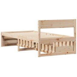 Berkfield Home Bed Frame without Mattress 90x190 cm Single Solid Wood Pine in Brown - thumbnail 6