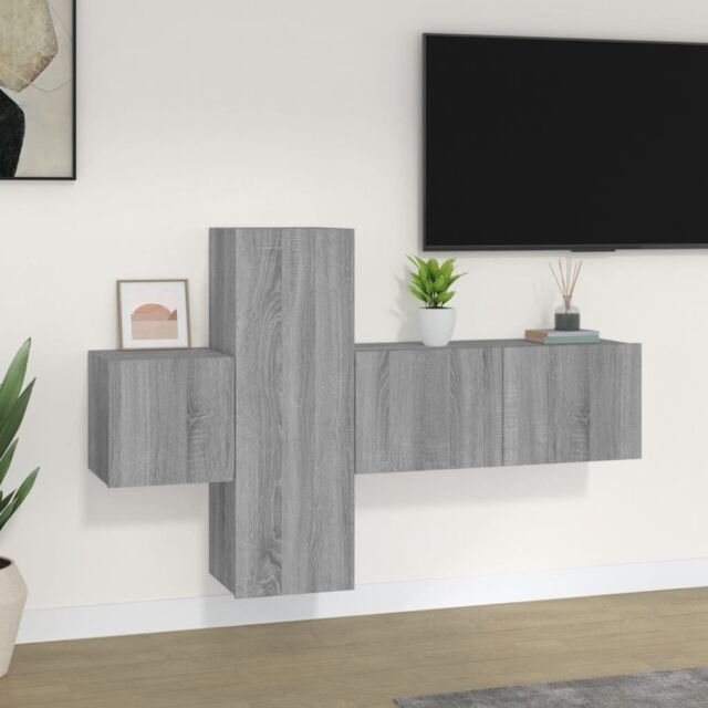 Berkfield Home 3 Piece TV Cabinet Set Grey Sonoma Engineered Wood - image 1