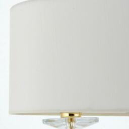 Loops Twin Light Table Lamp 2 Bulb Brass & White Shade Crystal Trim Bedside Feature - thumbnail 3