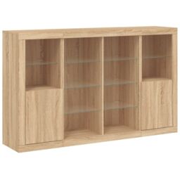 Berkfield Home Sideboards with LED Lights 3 pcs Sonoma Oak Engineered Wood in Brown - thumbnail 5