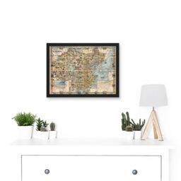 Artery8 Map Diakoff 1931 China Pictorial Unfolded Artwork Framed Wall Art Print A4 in Black - thumbnail 2