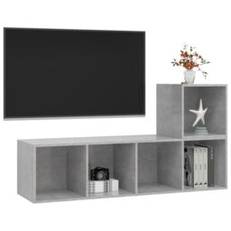 Berkfield Home 2 Piece TV Cabinet Set Concrete Grey Engineered Wood - thumbnail 3