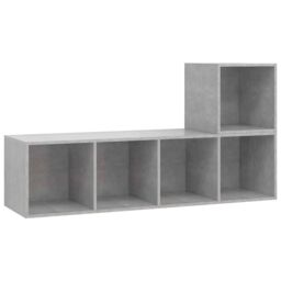 Berkfield Home 2 Piece TV Cabinet Set Concrete Grey Engineered Wood - thumbnail 2