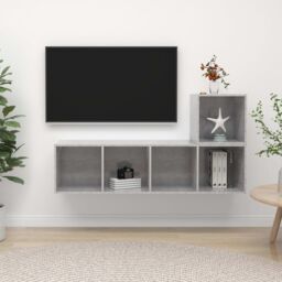 Berkfield Home 2 Piece TV Cabinet Set Concrete Grey Engineered Wood - thumbnail 1
