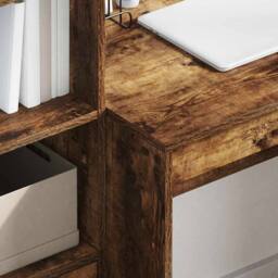 Berkfield Home Computer Desk Smoked Oak Engineered Wood 90 x 50 x 76 cm in Brown - thumbnail 4