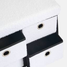 OHS 4 Drawer Boucle Ottoman Storage Cube Chest Shoe Organiser in White - thumbnail 6