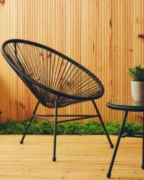 Orsina Rattan 3 Piece Patio Set, Weather Resistant in Black - thumbnail 6