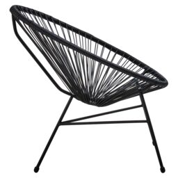 Orsina Rattan 3 Piece Patio Set, Weather Resistant in Black - thumbnail 4