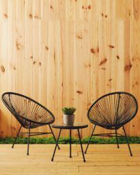 Orsina Rattan 3 Piece Patio Set, Weather Resistant in Black - thumbnail 5