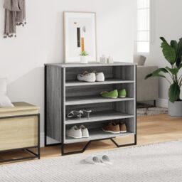 Berkfield Home Shoe Cabinet Grey Sonoma 80x38x78 cm Engineered Wood - Size: 80 x 38 x 78 cm - thumbnail 3
