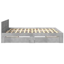 Berkfield Home Bed Frame with Headboard without Mattress Concrete Grey 200x200 cm - thumbnail 6