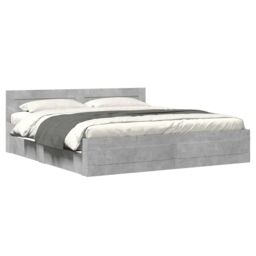 Berkfield Home Bed Frame with Headboard without Mattress Concrete Grey 200x200 cm - thumbnail 2