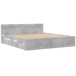 Berkfield Home Bed Frame with Headboard without Mattress Concrete Grey 200x200 cm - thumbnail 3