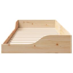 Berkfield Home Floor Bed Frame Brown 100 x 210 cm Solid pine wood in Beige - thumbnail 6