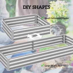 OUTSUNNY Galvanised Raised Garden Bed Metal Planter Box, Silver - thumbnail 6
