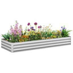 OUTSUNNY Galvanised Raised Garden Bed Metal Planter Box, Silver - thumbnail 2