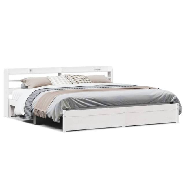 Berkfield Home Bed Frame with Headboard without Mattress White 180x200 cm Super King - image 1