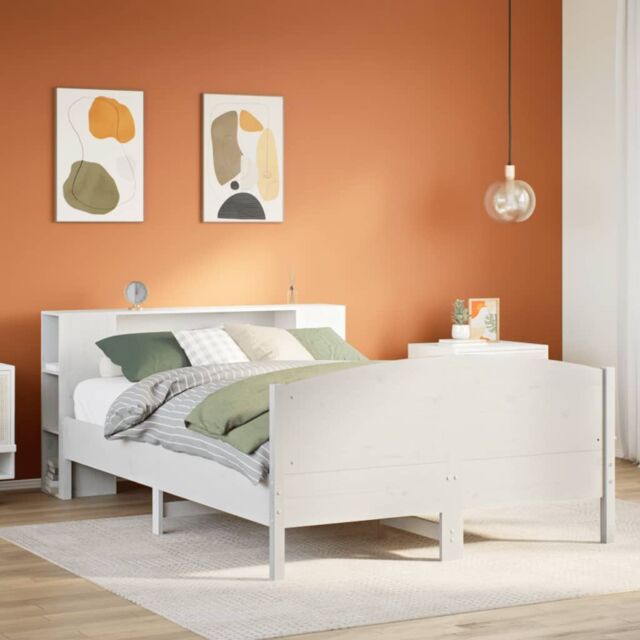 Berkfield Home Bookcase Bed without Mattress White 140x200cm Solid Wood Pine - Size: 140x200 cm - image 1