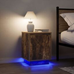 Berkfield Home Bedside Cabinets with LED Lights¬†2 pcs Smoked Oak 38x34x50 cm - Size: 38 x 34 x 50 cm - thumbnail 1