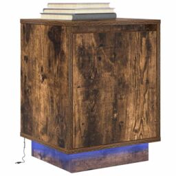Berkfield Home Bedside Cabinets with LED Lights¬†2 pcs Smoked Oak 38x34x50 cm - Size: 38 x 34 x 50 cm - thumbnail 6