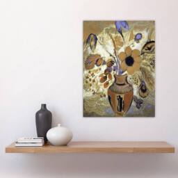 "Artery8 Etruscan Vase with Flowers Redon Vintage Wall Art Print Poster in Brown - Size: W24"" x H32""" - thumbnail 4