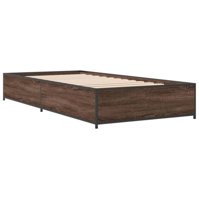 Berkfield Home Durable Bed Frame without Mattress Brown Oak 90x190 cm Single - image 1