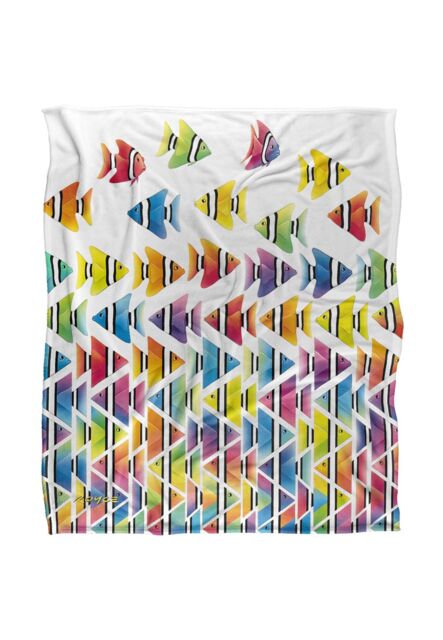 JQ Licensing Royce Mcclure Zig Zag Tropical Fish Silky Touch Super Soft Throw Blanket 152 X 127 cm in White - image 1