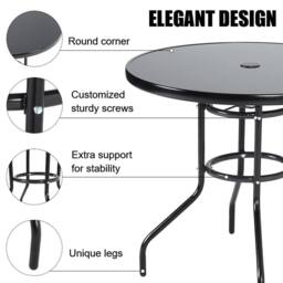 Living and Home 4-Seater Outdoor Garden Dining Table and Chairs Bistro Set in Black - thumbnail 7