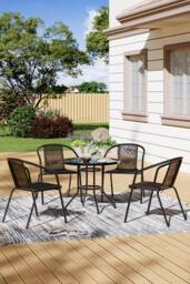 Living and Home 4-Seater Outdoor Garden Dining Table and Chairs Bistro Set in Black