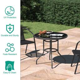 Living and Home 4-Seater Outdoor Garden Dining Table and Chairs Bistro Set in Black - thumbnail 8
